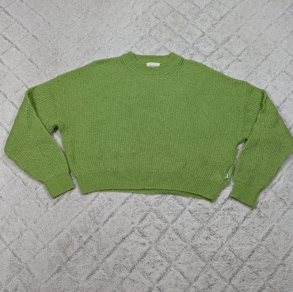 Wood Wood Sweaters - Wood Wood Sweater Women's S Green Light Tilda Mohair Knitted Boxy Rib Neck 